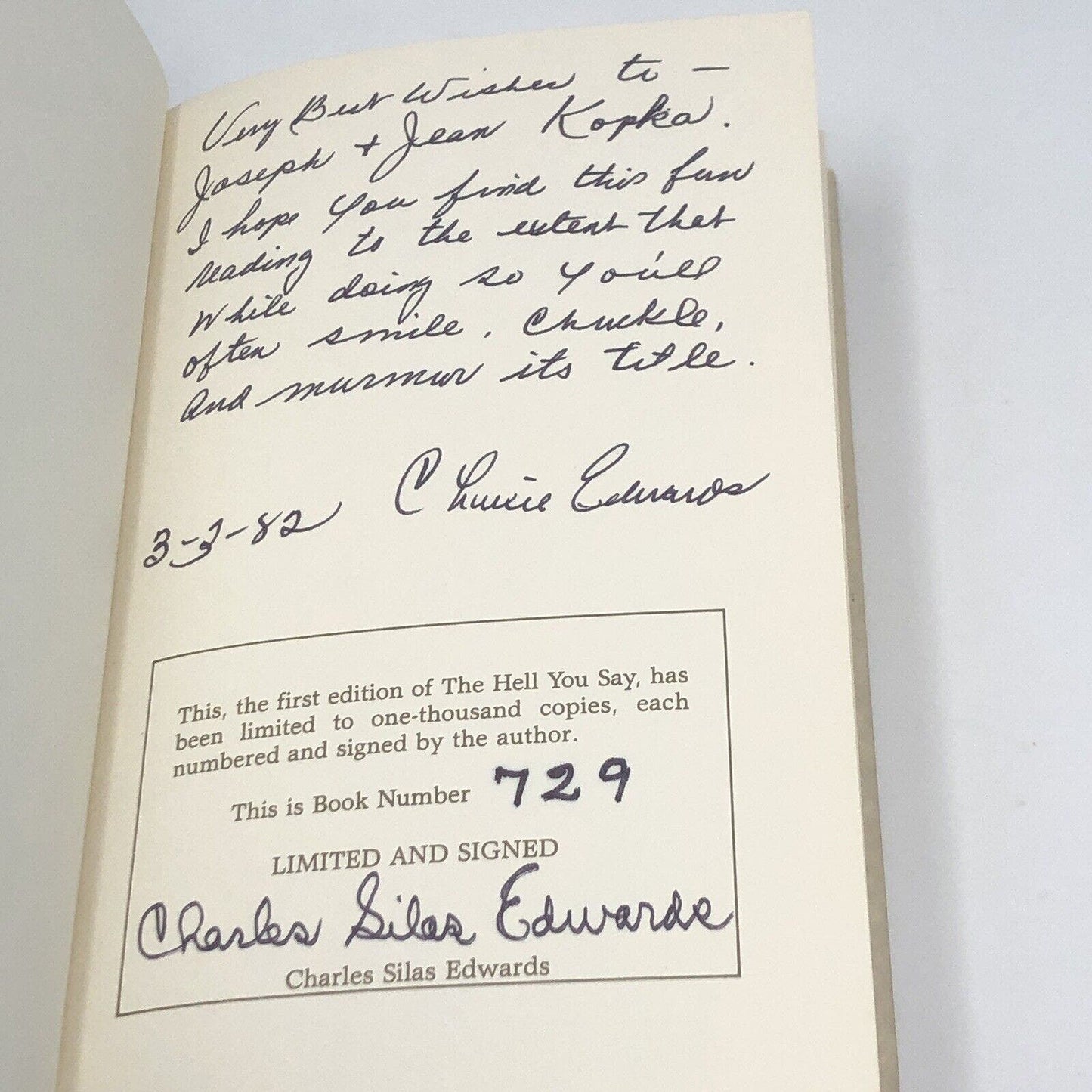 (Signed/First Edition) The Hell You Say by Charles Edwards - Uncle Buddy's Beard & Used Books