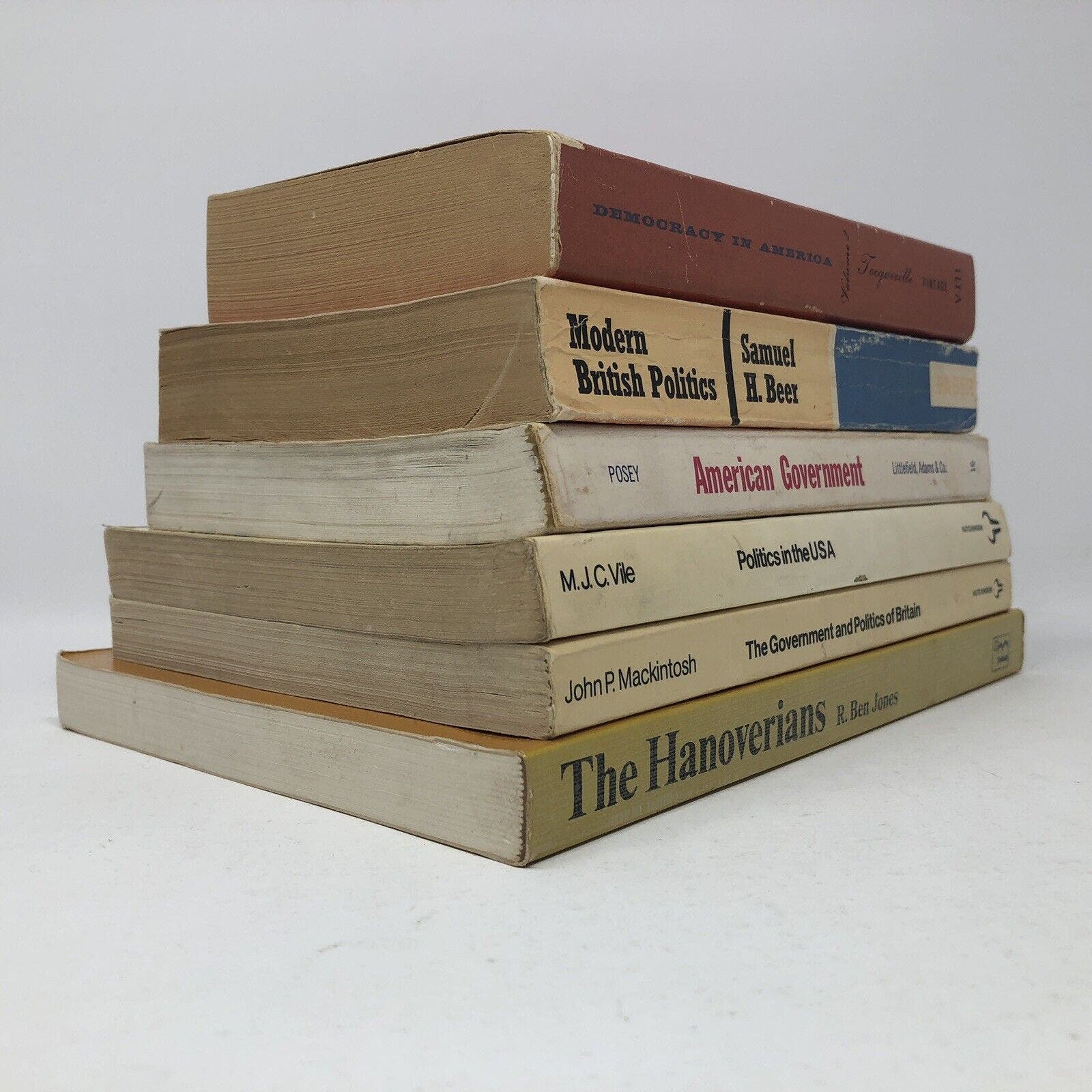 Lot of 6 Vintage Paperback Books American British Politics Democracy in America - Uncle Buddy's Beard & Used Books