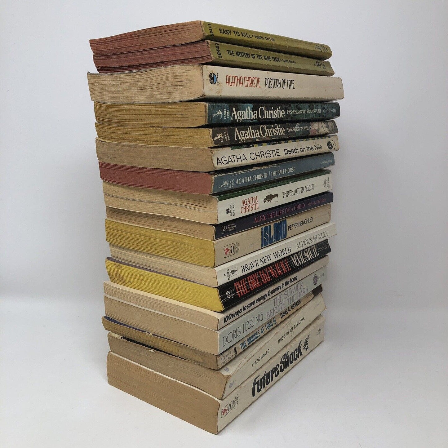Lot of 17 Vintage Paperback Books Agatha Christie Toffler Michener Fitzgerald - Uncle Buddy's Beard & Used Books